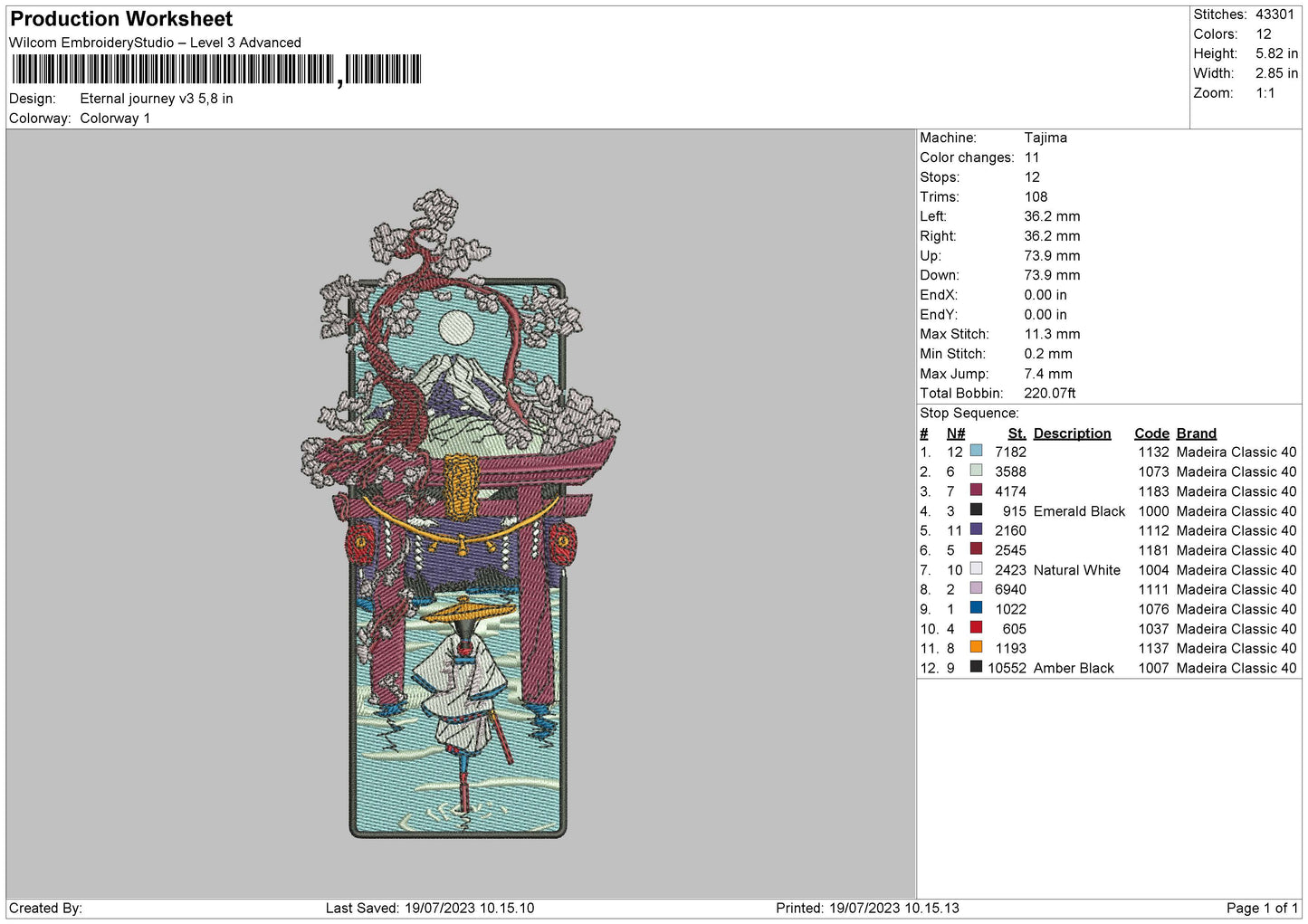 Eternal J V3 Embroidery File 6 sizes