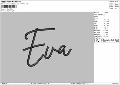 Evatext Embroidery Machine Design File 6 sizes