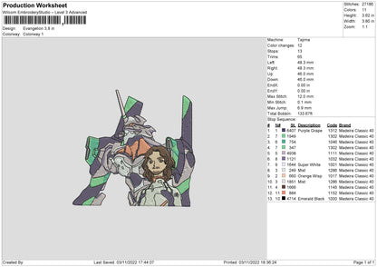 Evangelion Embroidery File 6 sizes