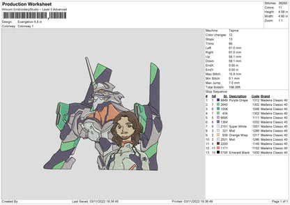 Evangelion Embroidery File 6 sizes