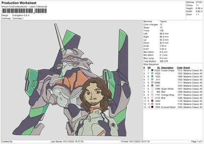 Evangelion Embroidery File 6 sizes