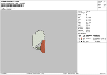 Exhaust02 Embroidery File 6 sizes