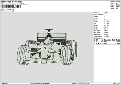 Sport Car 1312 Embroidery File 6 sizes