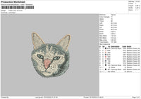 Face Cat V3  Embroidery FIle 6 sizes