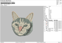 Face Cat V3  Embroidery FIle 6 sizes