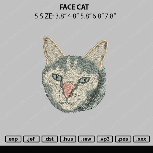 Face Cat V3  Embroidery FIle 6 sizes