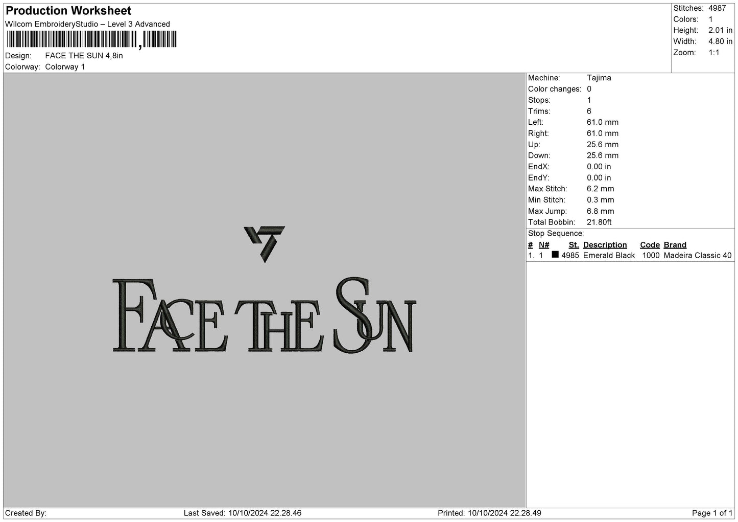 Facetext Embroidery File 6 sizes
