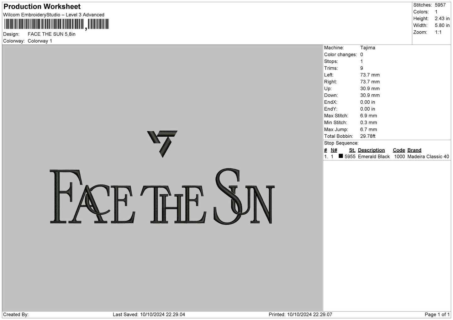 Facetext Embroidery File 6 sizes
