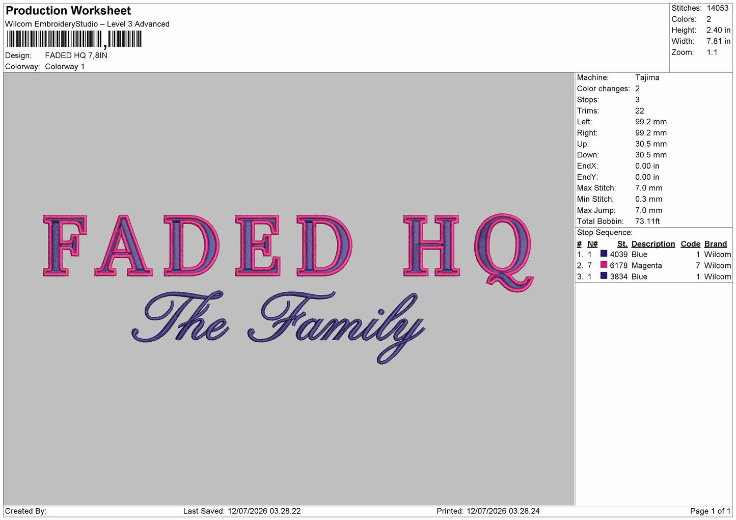Fadedtext Embroidery Machine Design File 6 sizes