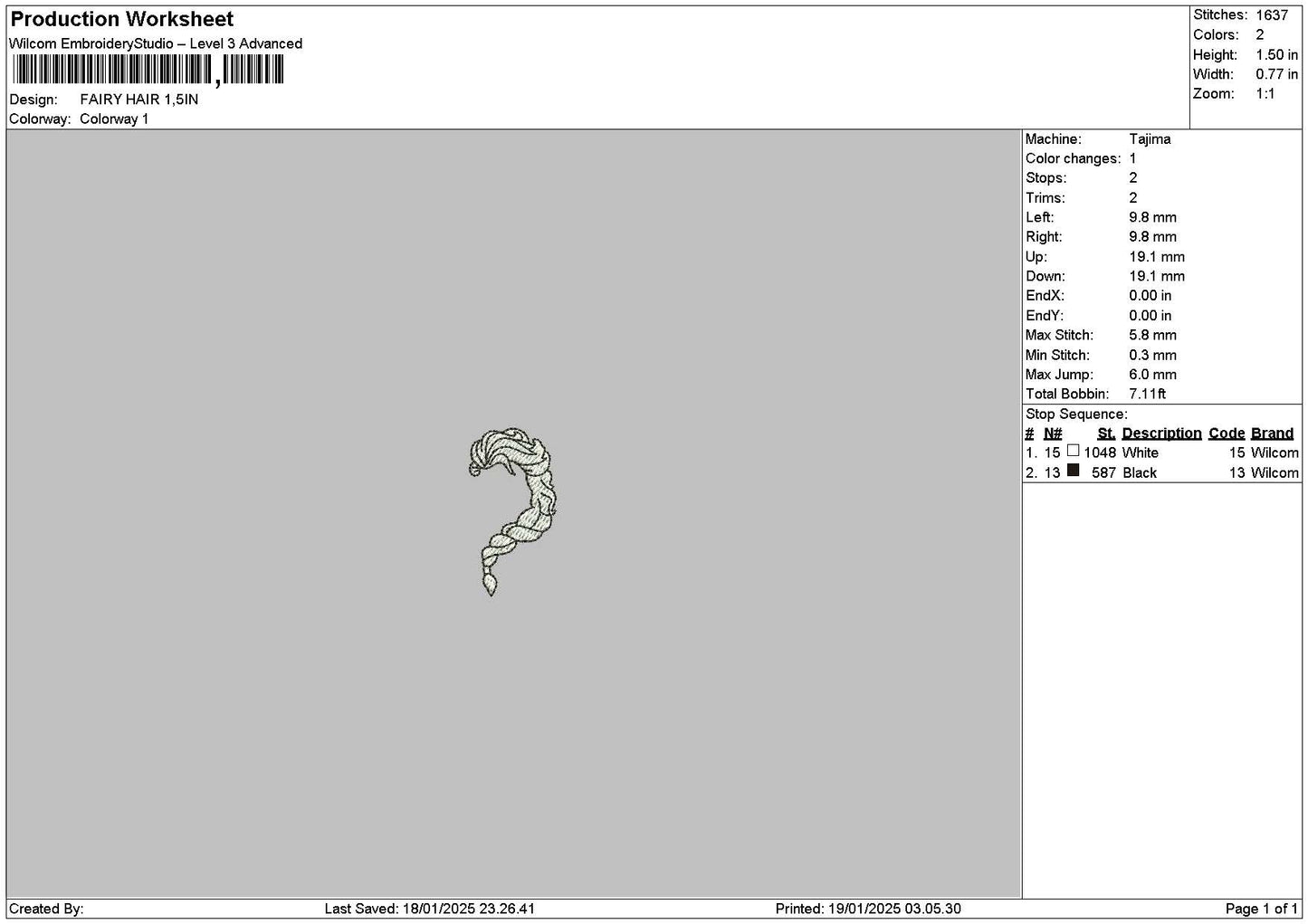 Small Hair Embroidery File 6 sizes
