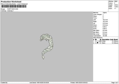 Small Hair Embroidery File 6 sizes