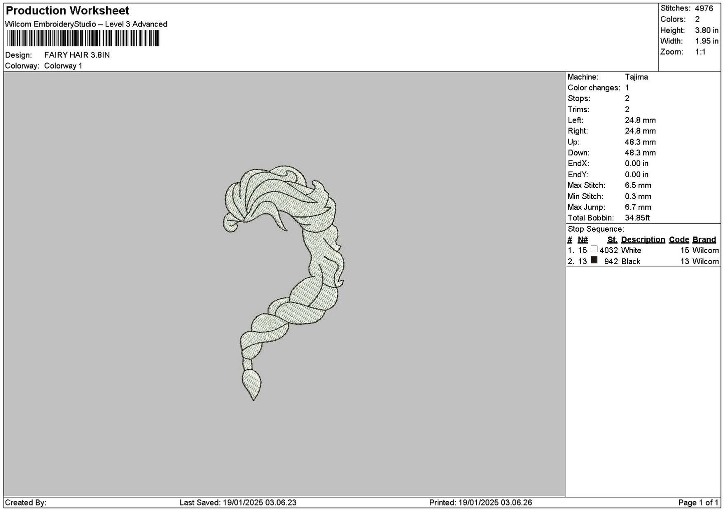 Small Hair Embroidery File 6 sizes
