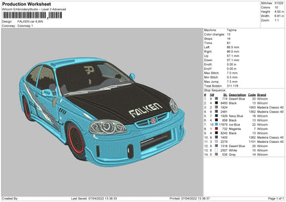 Falken Car Embroidery File 4 size