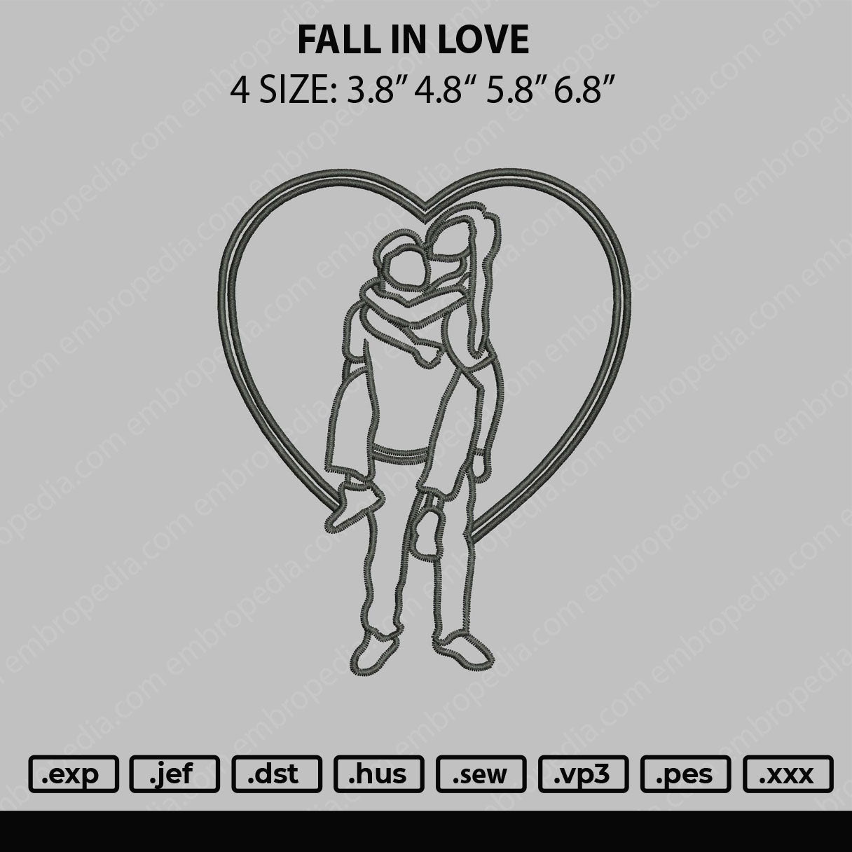 Fall In Love Embroidery File 4 size