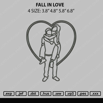 Fall In Love Embroidery File 4 size