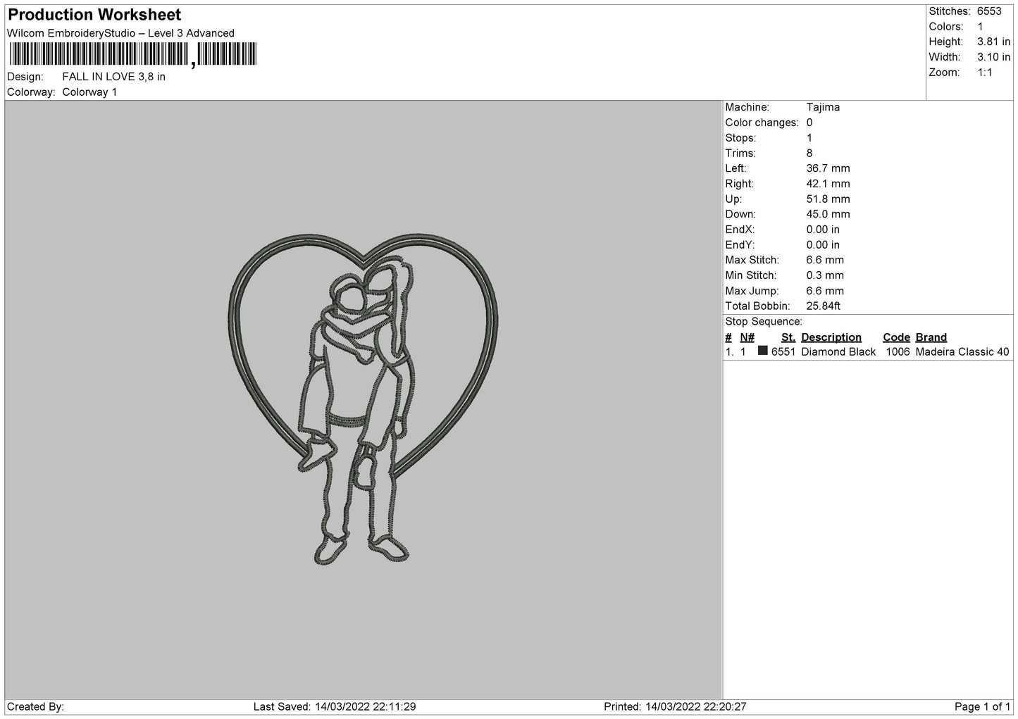 Fall In Love Embroidery File 4 size
