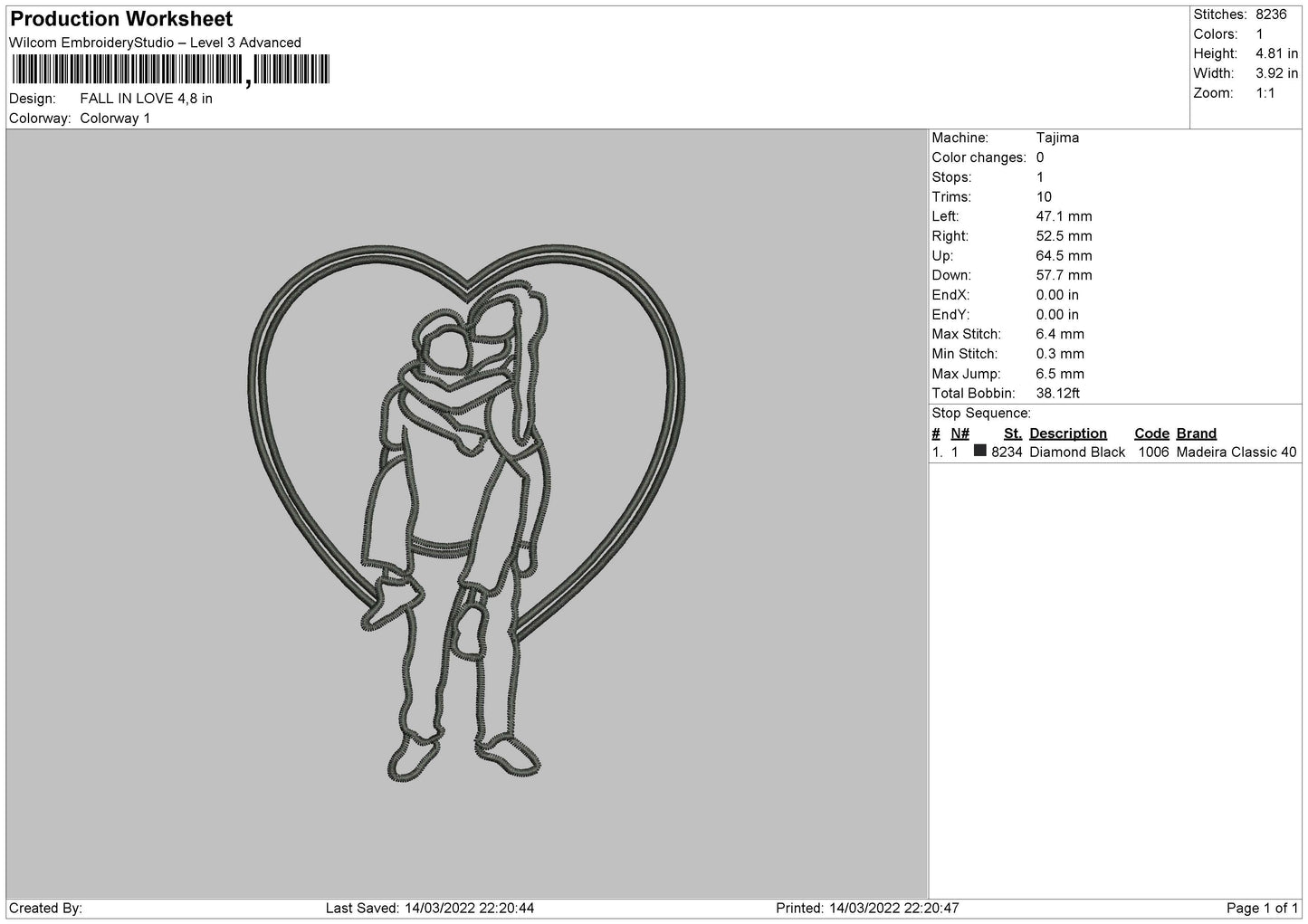 Fall In Love Embroidery File 4 size