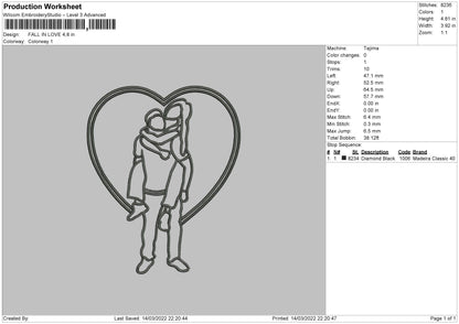 Fall In Love Embroidery File 4 size