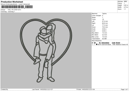 Fall In Love Embroidery File 4 size
