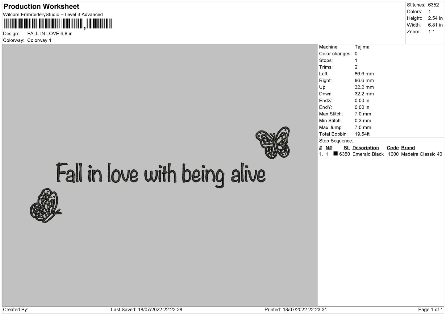 Fall In Love Embroidery File 4 sizes