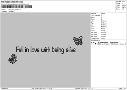 Fall In Love Embroidery File 4 sizes