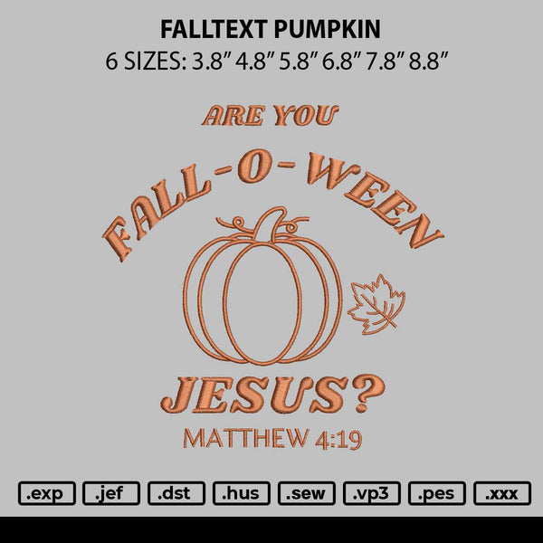 Falltext Pumpkin Embroidery File 6 sizes