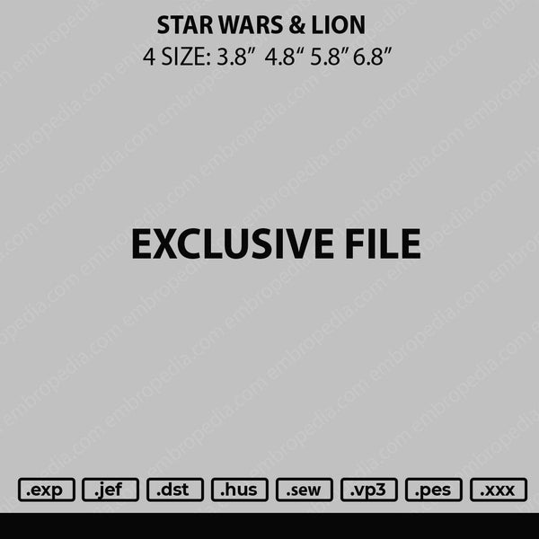 Star wars & Lion Embroidery 2 Files