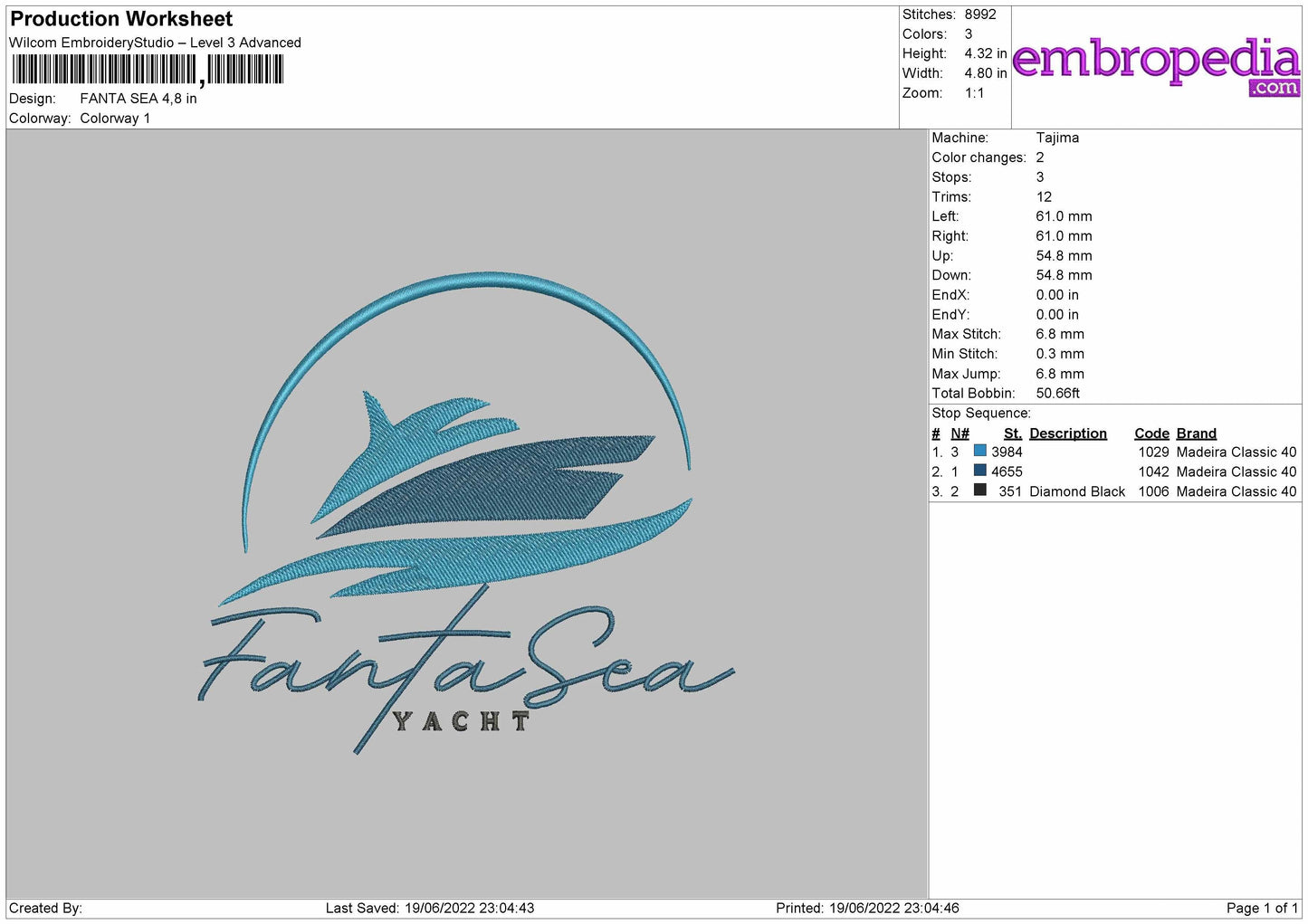 Fanta Sea Embroidery File 4 size
