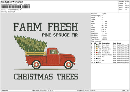 Farm Fresh Embroidery File 6 sizes
