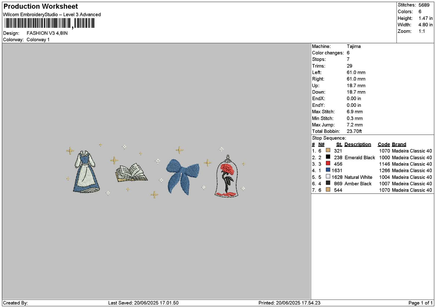 Fashion V3 Embroidery File 6 sizes