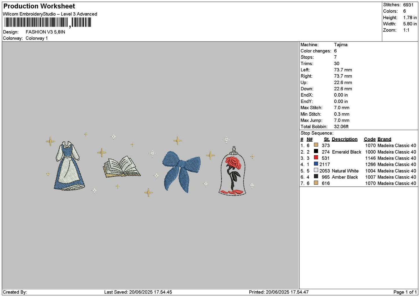 Fashion V3 Embroidery File 6 sizes