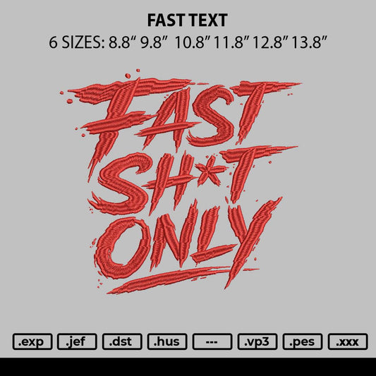 Fast Text Embroidery File 6 sizes