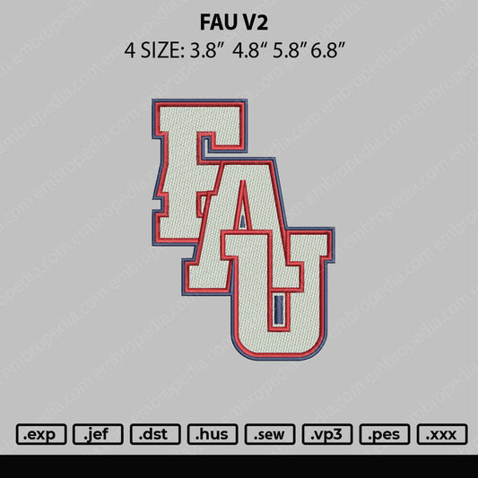 Fau V2 Embroidery File 4 sizes