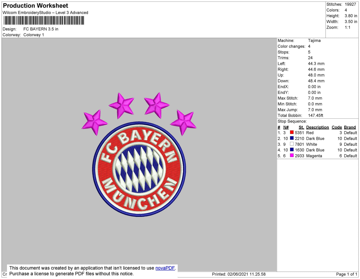 FC Bayern Embroidery File 4 size