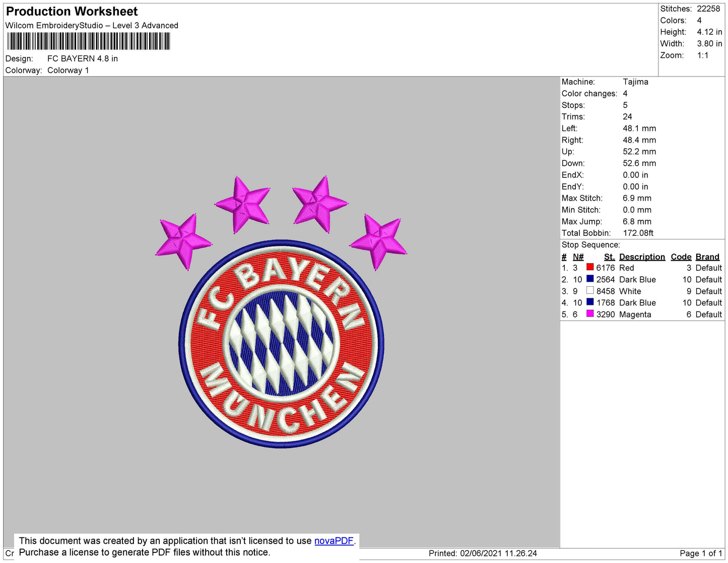 FC Bayern Embroidery File 4 size
