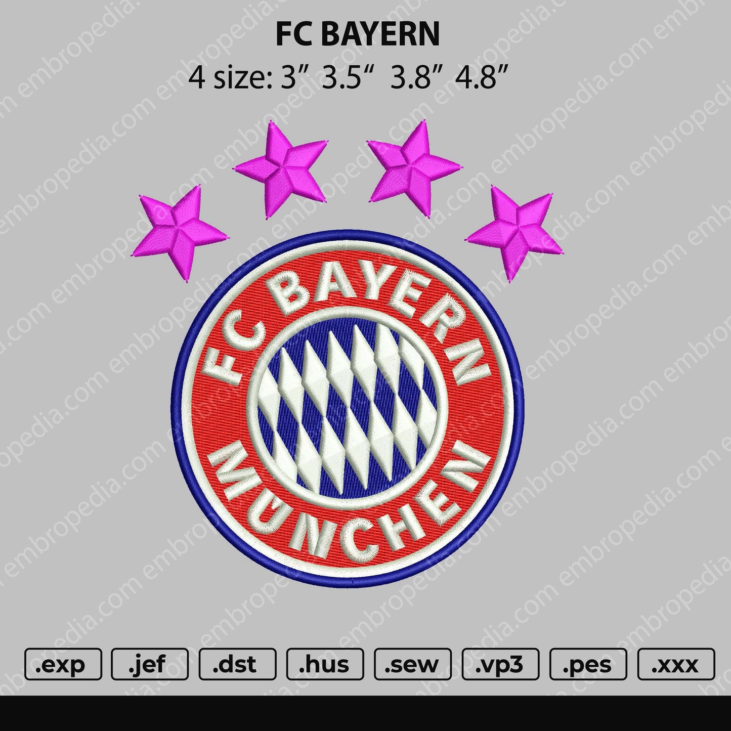 FC Bayern Embroidery File 4 size