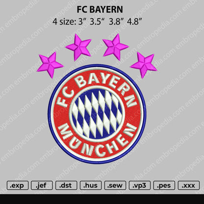 FC Bayern Embroidery File 4 size