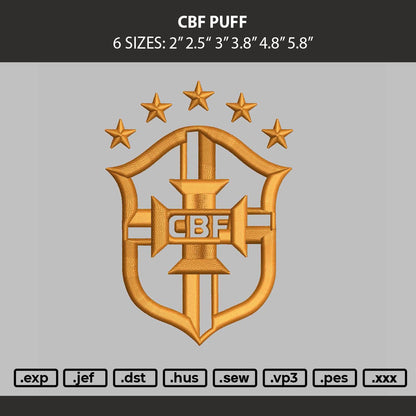 Cbf Puff Embroidery Machine Design File 6 sizes