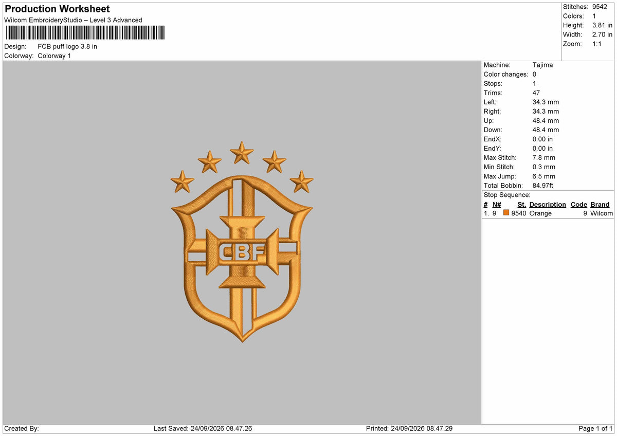 Cbf Puff Embroidery Machine Design File 6 sizes