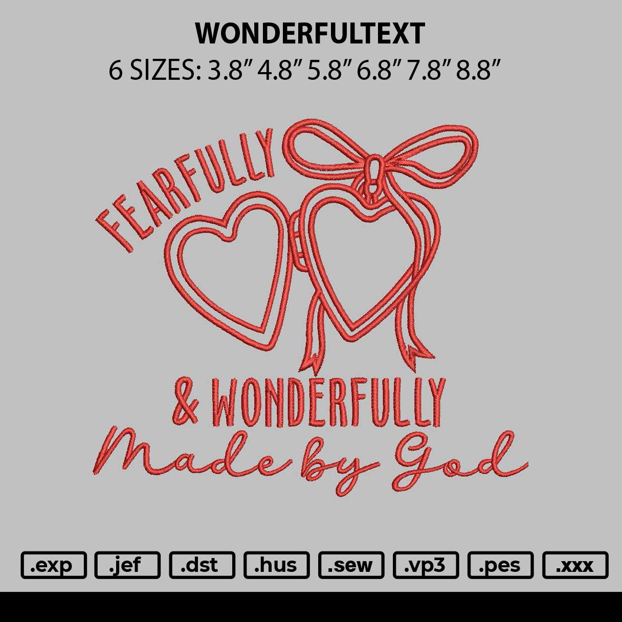 Wonderfultext Embroidery File 6 sizes