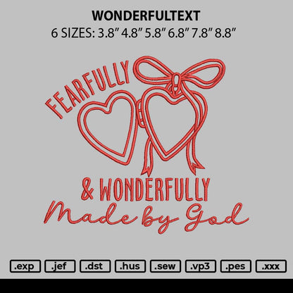 Wonderfultext Embroidery File 6 sizes