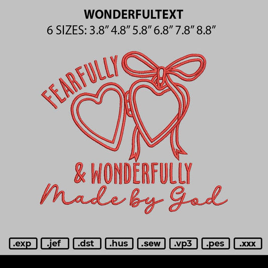 Wonderfultext Embroidery File 6 sizes