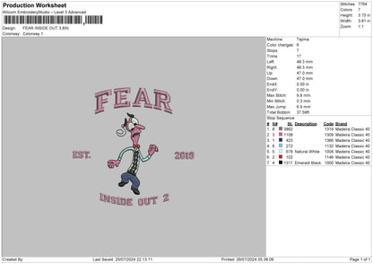 Fear Text Embroidery File 6 sizes