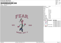 Fear Text Embroidery File 6 sizes