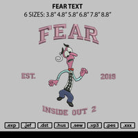 Fear Text Embroidery File 6 sizes