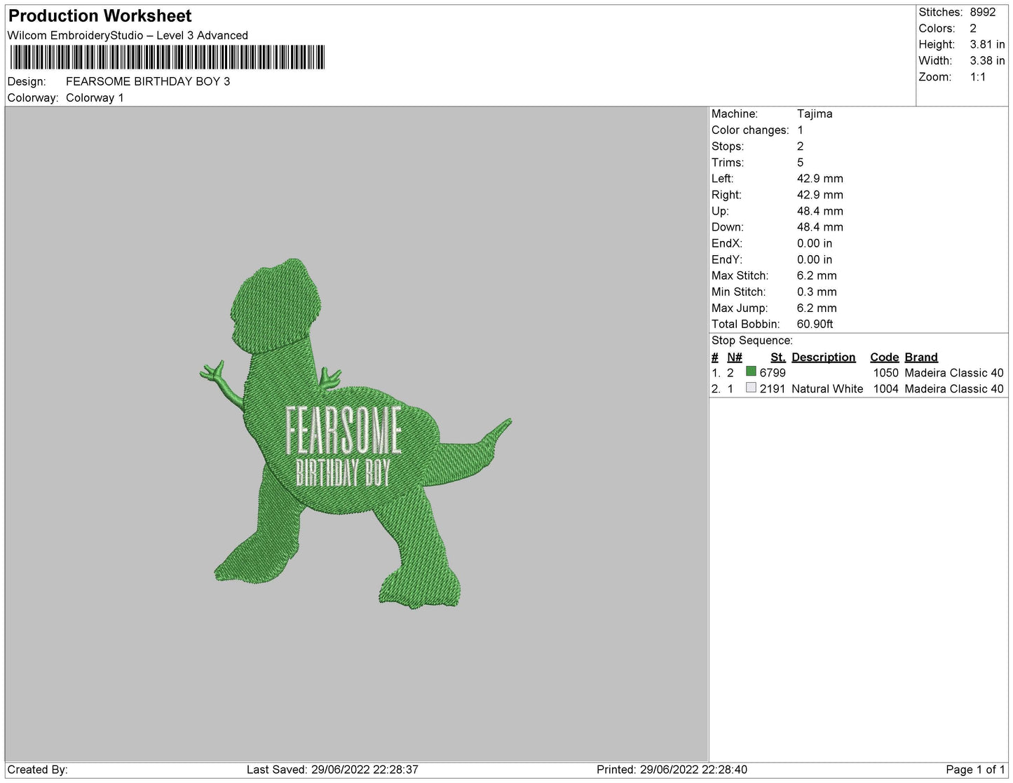 Fearsome Birthday Boy Embroidery File 4 sizes