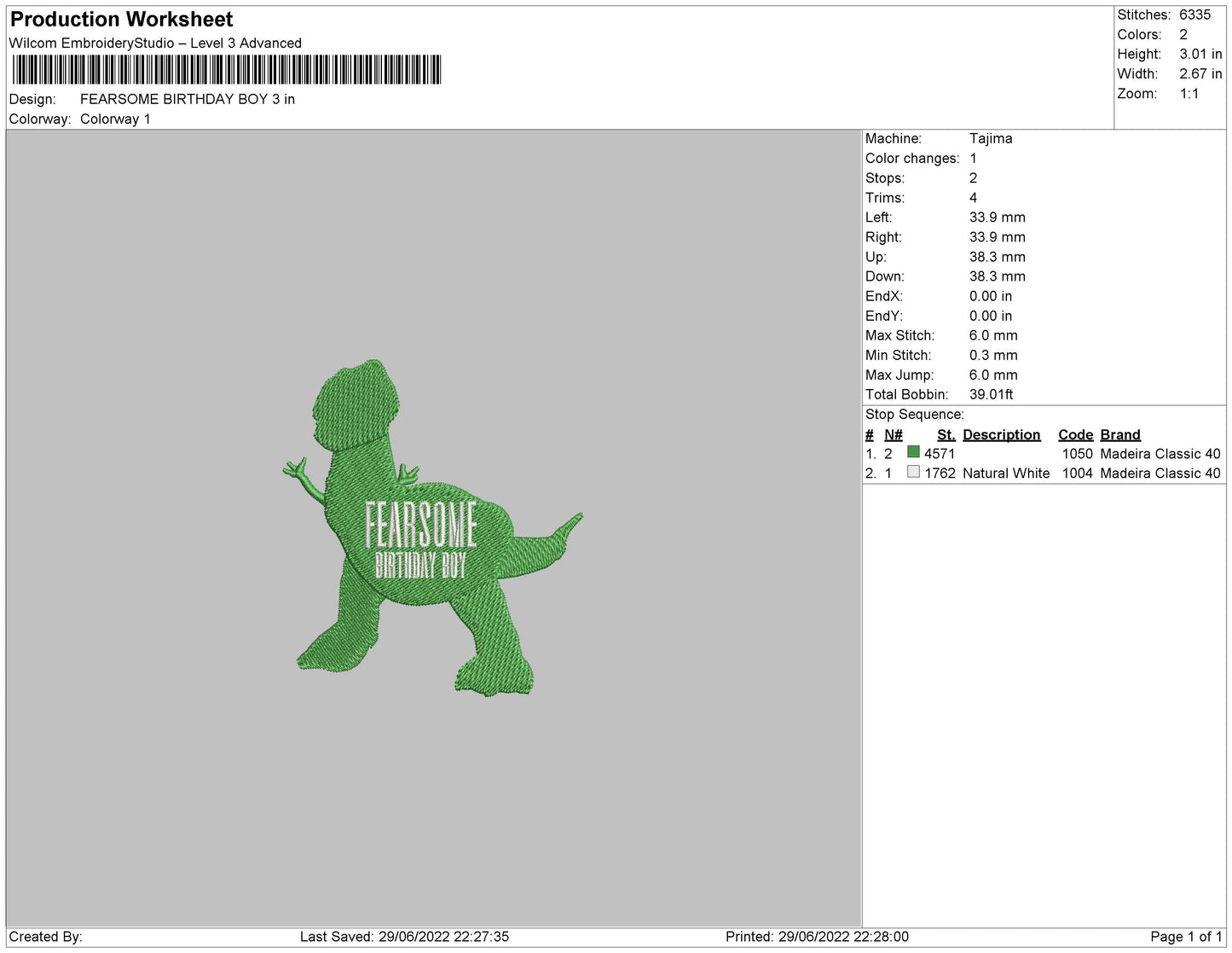 Fearsome Birthday Boy Embroidery File 4 sizes