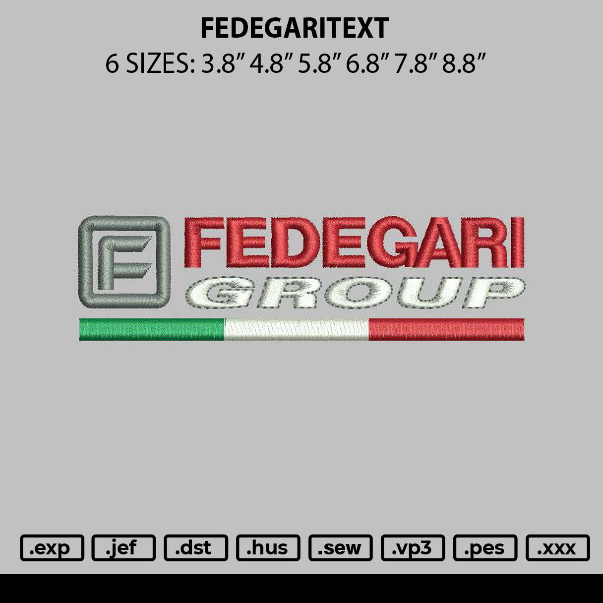 Fedegaritext Embroidery File 6 sizes