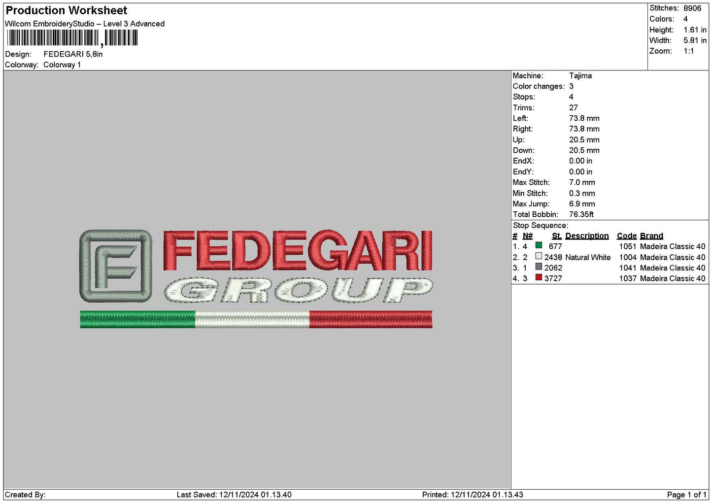 Fedegaritext Embroidery File 6 sizes