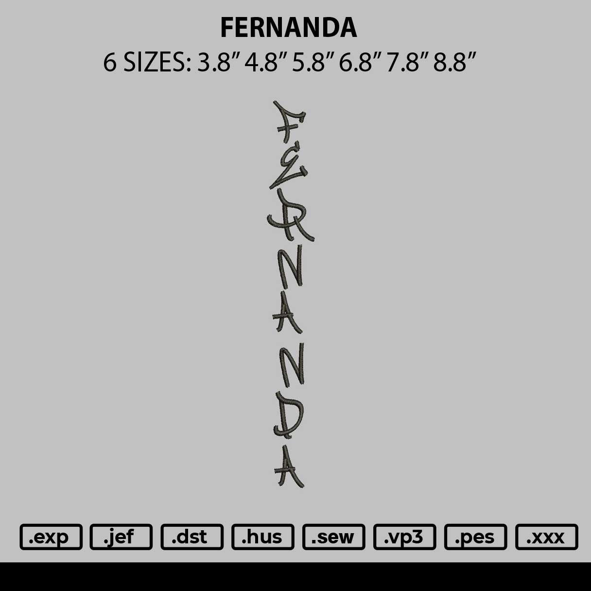 Fernandatext Embroidery File 6 sizes